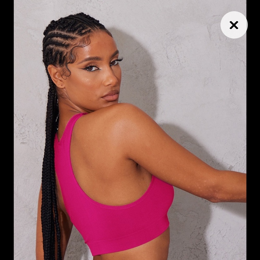 Pink Seamless Rib Racer Bra - Picture 2 of 5